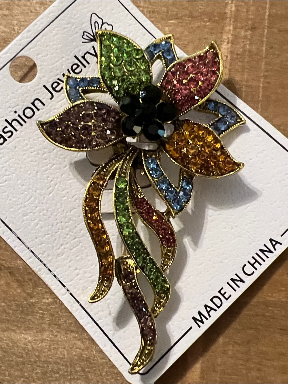 3/$18 Multicolor Crystal Flower Brooch Pin - Lot 213